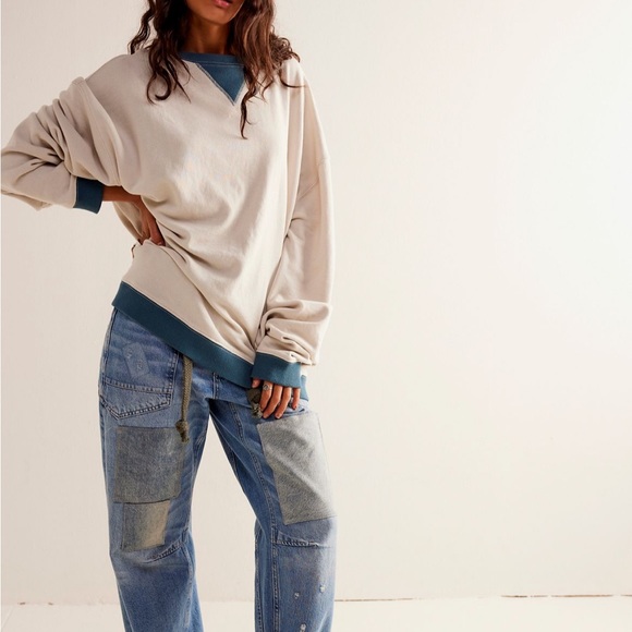 Free People Classic Crewneck Color Block Sweatshirt - Picture 3 of 9